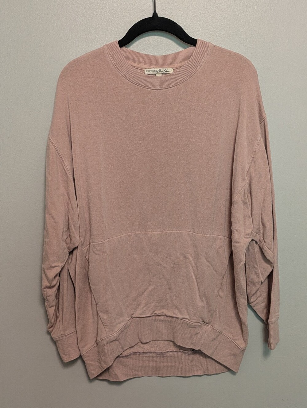 Express One Eleven Pink Oversized Crew Pullover